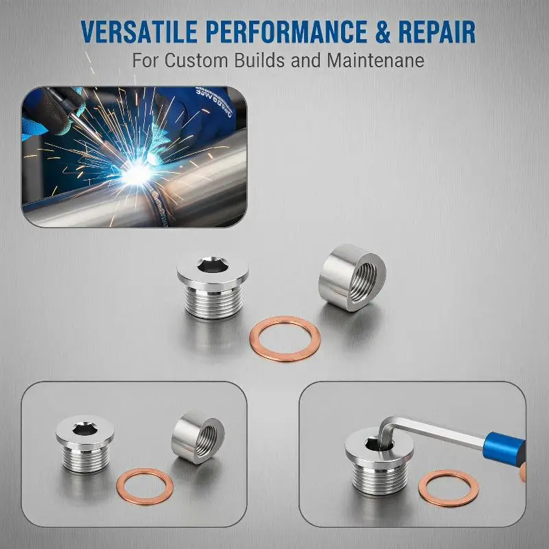 1 Set Stainless Steel Oxygen Sensor Curved Cut Nut Plug Heat Resistant for Exhaust System Auto Repair