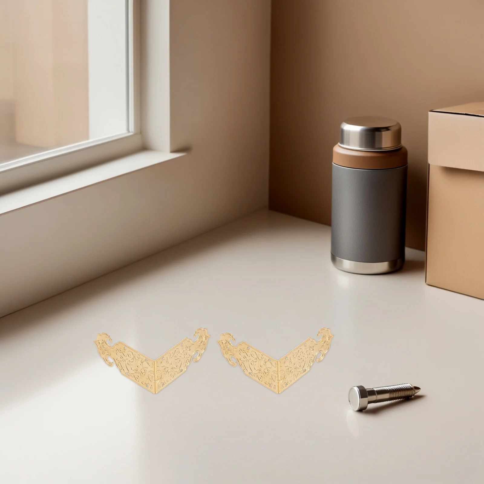 

8Pcs Copper Metal Corner Protectors Vintage Decorative Box Corners Jewelry Boxes Wooden Box Protective Guards