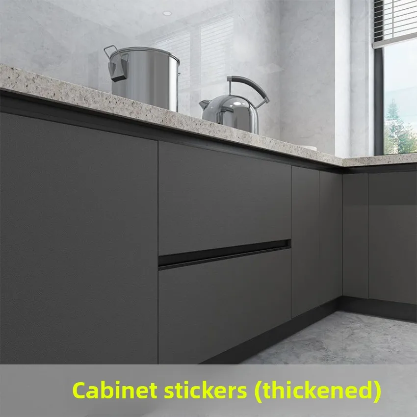 12 متر لفة رمادي ملصقات جدار موبليس سميكة النفط برهان مقاوم للماء PVC خزائن المطبخ الدولاب الباب ورق اتصال ذاتي اللصق #1