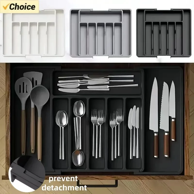 1Pcs Upgradation Adjustable Flatware Tableware Organizer – Plastic Multifunctional Drawer Organizer for Kitchen Counter Utensils