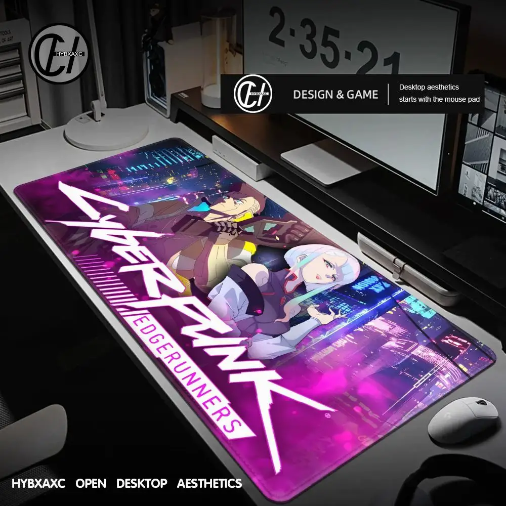 C-Cyberpunk Anime E-Edgerunners Podkładka pod mysz Duża podkładka pod mysz do gier dla graczy PC z klawiaturą