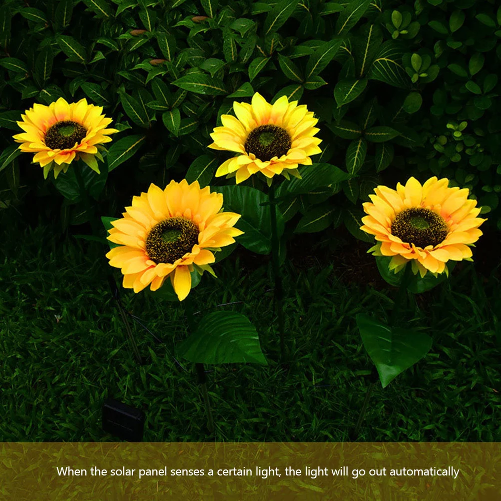Sunflower Garden Light Solar Powered Stake Light Auto On/Off Landscape Light IP65 Waterproof Lawn Lamp for Outside Ornaments