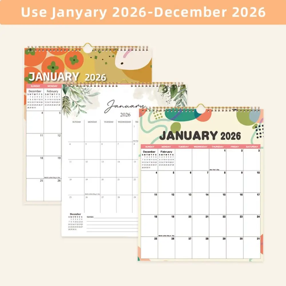 

Wire-O-Binding Daily Planner Calendar Jan. 2026 - Dec. 2026 Study 2026 Wall Calendar Colorful Foldable Hanging Calendar Travel