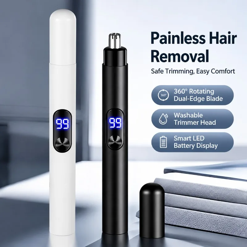 Portable Digital Display Nose Hair Trimmer Multi-function High Speed Motor Anti-pinch Nasal Hair Remover Compact Pocket Grooming