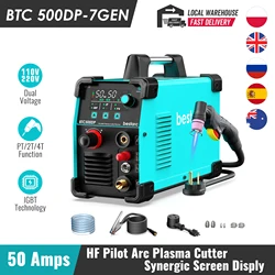 bestarc Plasma Cutter, Pilot Arc BTC500DP 7th GEN 50Amps Screen Display Single Phase Voltage 220V Digital Plasma Cutting Machine