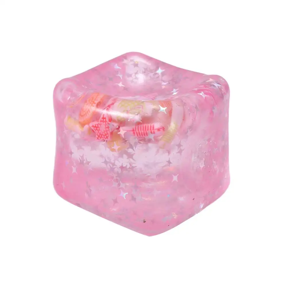 Slow Rising Blue Ocean Ice Cube Stress Balls Slow Rebound Square Shape Ocean Squishy Balls Shell Filled Ocean Theme