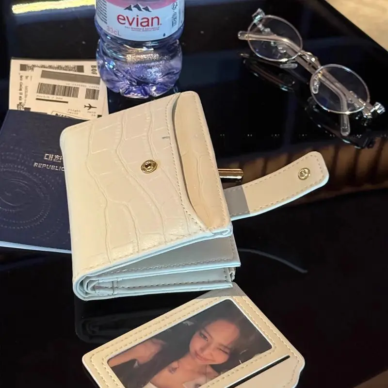 Korean Crocodile Pattern Short Wallet Multifunctional Card Bag for Women Simple and Niche, Foldable Multi Slot Leather Wallet