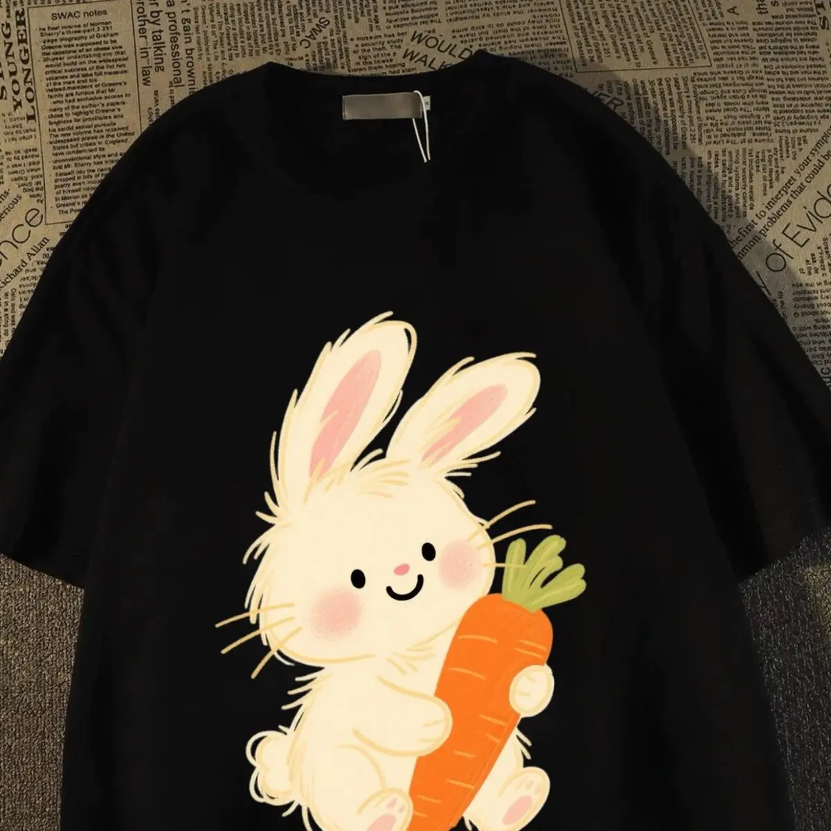 تي شيرت قطني حلو ورائع بأكمام قصيرة للرجال والنساء 2025 طلاب الصيف فضفاض بنصف كم