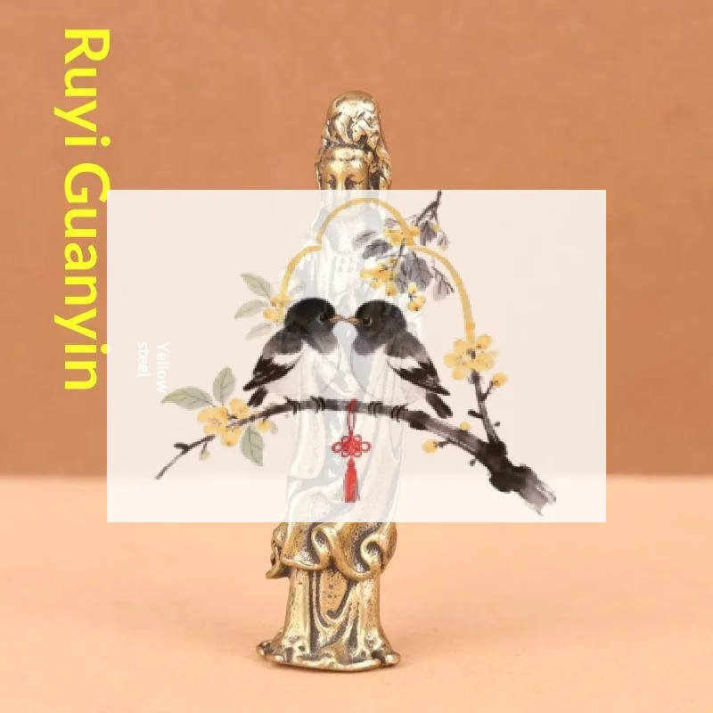 Guanyin Statue Home Decor Figure  Statue Ornaments Buddhism Temple Gifts, Guanyin Small Bronze Ware, Metal Crafts