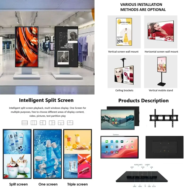 Android Digital Signage Media Player for Indoor Use for 32 to 65 Inch Displays for Airport Terminals Restaurants Shopping