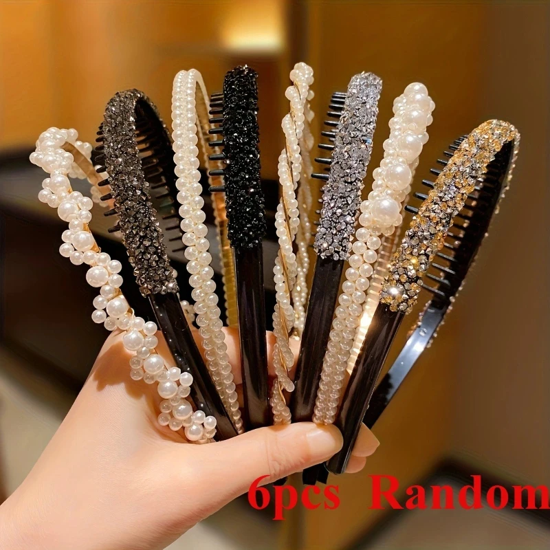 Anti Slip Teeth Rhinestone Star Headband Women Wash Face Broken Hair Fix Hair Hoop