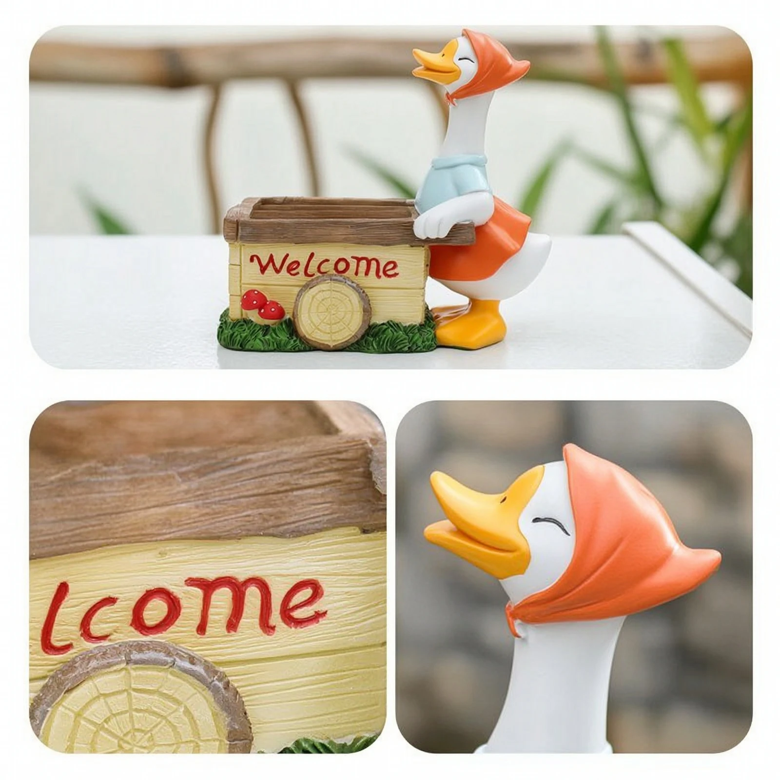 Goose Planter Whimsical Resin Planter with Goose Flower Pot Ornament Compact Garden Decor Funny for Plant Lovers, Desk