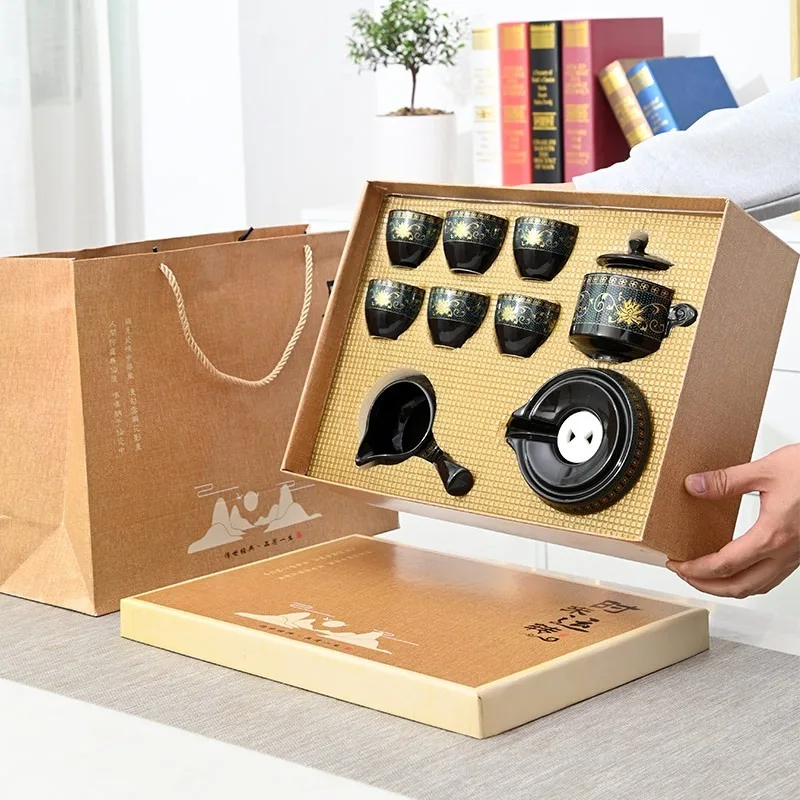 

Креативный чайный сервиз для дома, полуавтоматический вращающийся набор для приготовления чая Кунг-фу, керамические чашки для заваривания чая, деловые подарки