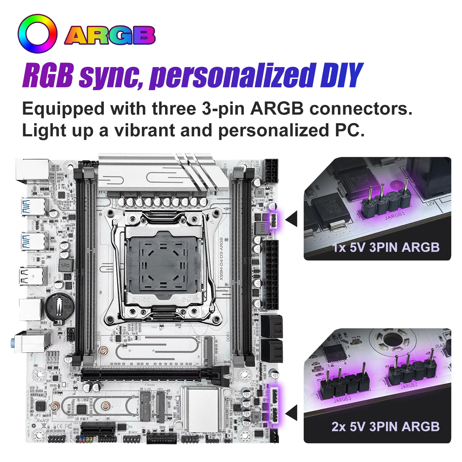 MACHINIST X99 Motherboard Xeon E5 2680 V4 LGA 2011-3 CPU DDR4 16GB RAM Support TPM2.0 ARGB C612 Chip DDR4/DDR3 Slot X99M D3/D4 view 6