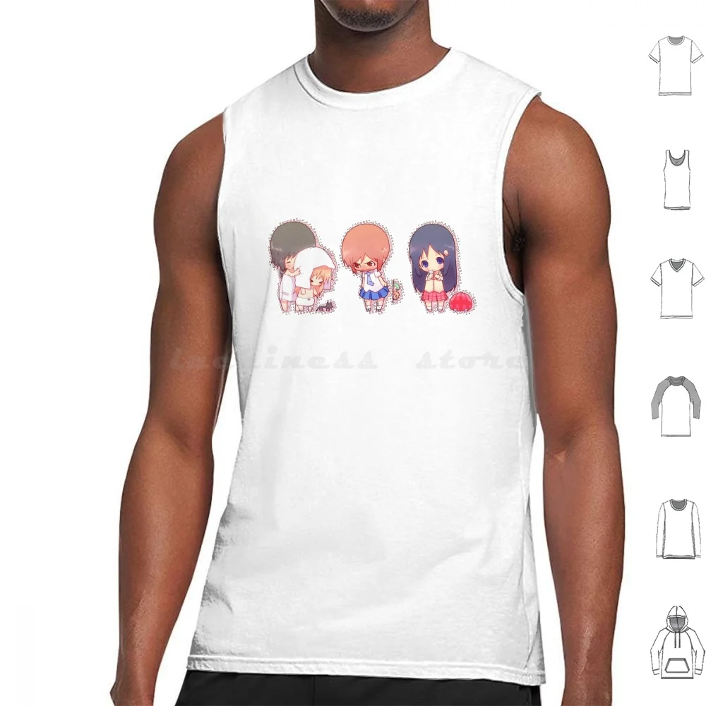 Chibi Nichijou-Yuuko , Mio And Mai Tank Tops Print Cotton Nichijou Yuukos Nezumi Sakamoto Nichijou Obk Obake Nichijou