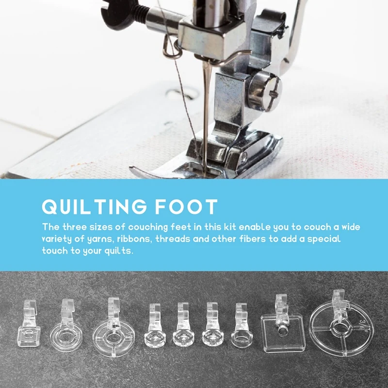 Nieuwe Clear Couching Decoratieve Voet Garens, Borduurwerk Free Motion Echo Presser Voet Voor Lage Schacht Naaimachines