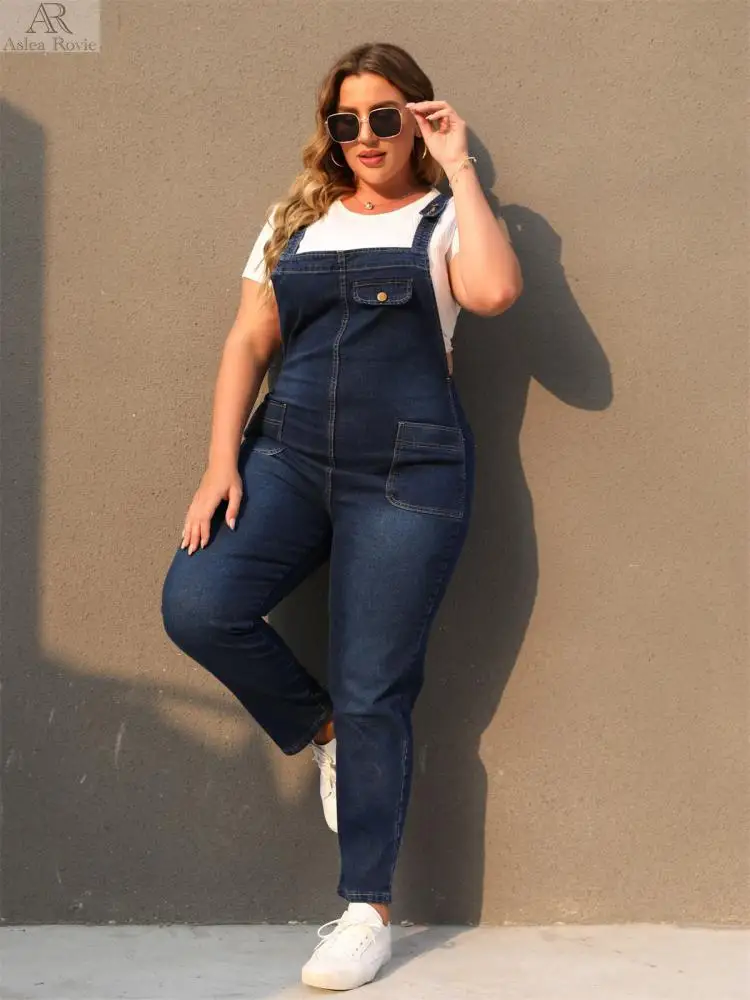 Jeans de cintura alta jeans de comprimento do tornozelo, macacão casual reto, plus size, senhoras, feminino, 6XL, 7XL, 8XL