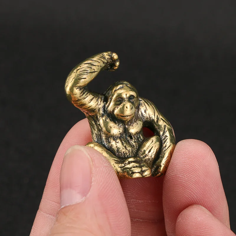 Figura Decorativa de Gorila en Latón Macizo y Cobre Puro para Oficina, Estudio o Colección M344