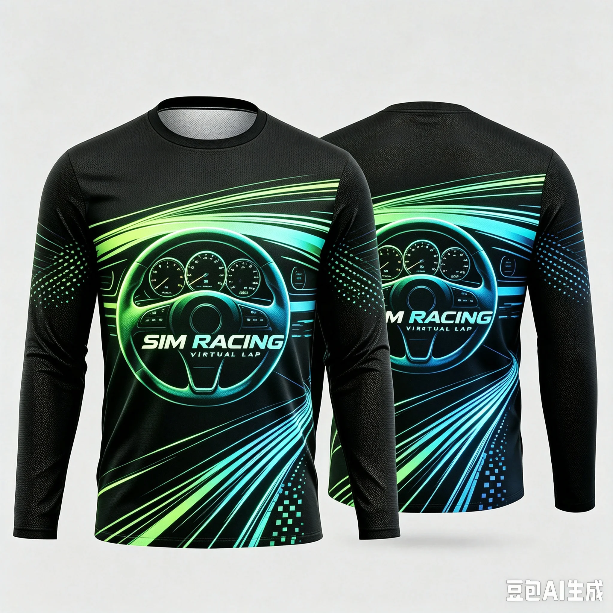 Sim Racing Steering Wheel Graphic Long Sleeve T Shirt Family Matching Outfits Quick Dry Motor Racing Sports Jersey Tee Top