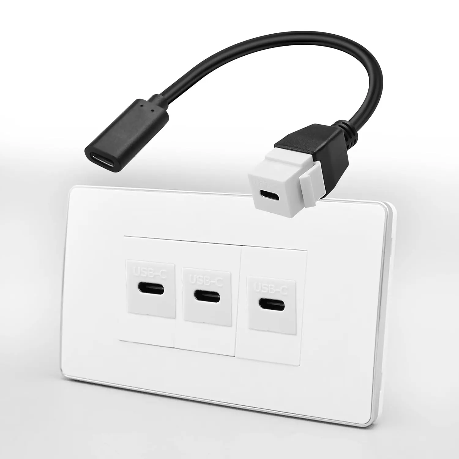 JonISerl USB3.1 Keystone Jack Adapter Type-C Female to Type C Keystone Female Insert - High Speed Charging Extension Cable