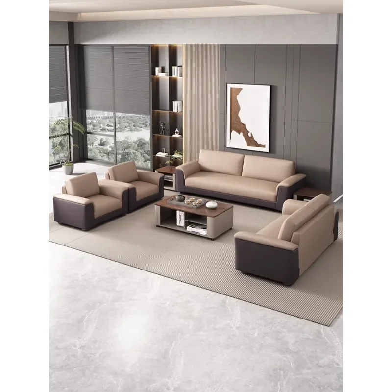 Light luxury fashion guest sofa, coffee table set high-end microfiber leather office sofa