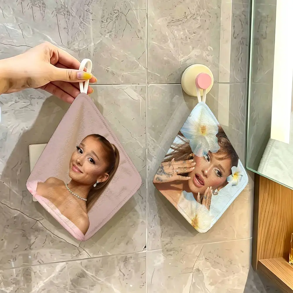 Classic Pop Singer A-Ariana G-Grande Polyester Cotton Hanging Kitchen Towel, Skin Friendly Hand Wiping Towel