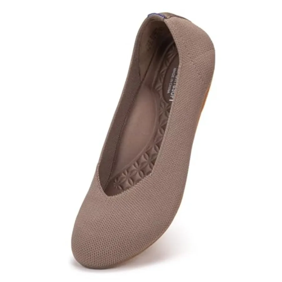

Women's Wide Width Flats Ballet Flats Round Toe Knit Flat Shoes with Arch Support Wide Toe Box
