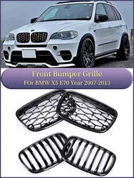 BMW X5 X6 Radiator Racing Grill Cover xDrive E70 E71 2007-2013 Front Kidney Carbon M Color Grille For 35d 30i 50i Accessories