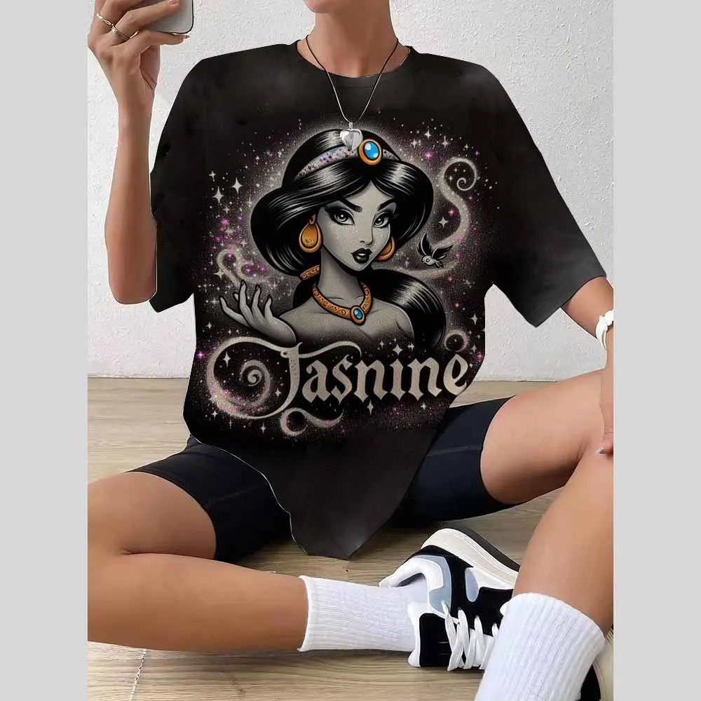 Top blouse woman trend 2025 women 3D Disney Princess print t shirts shirts blouse fashionable summer ropa para Mujer
