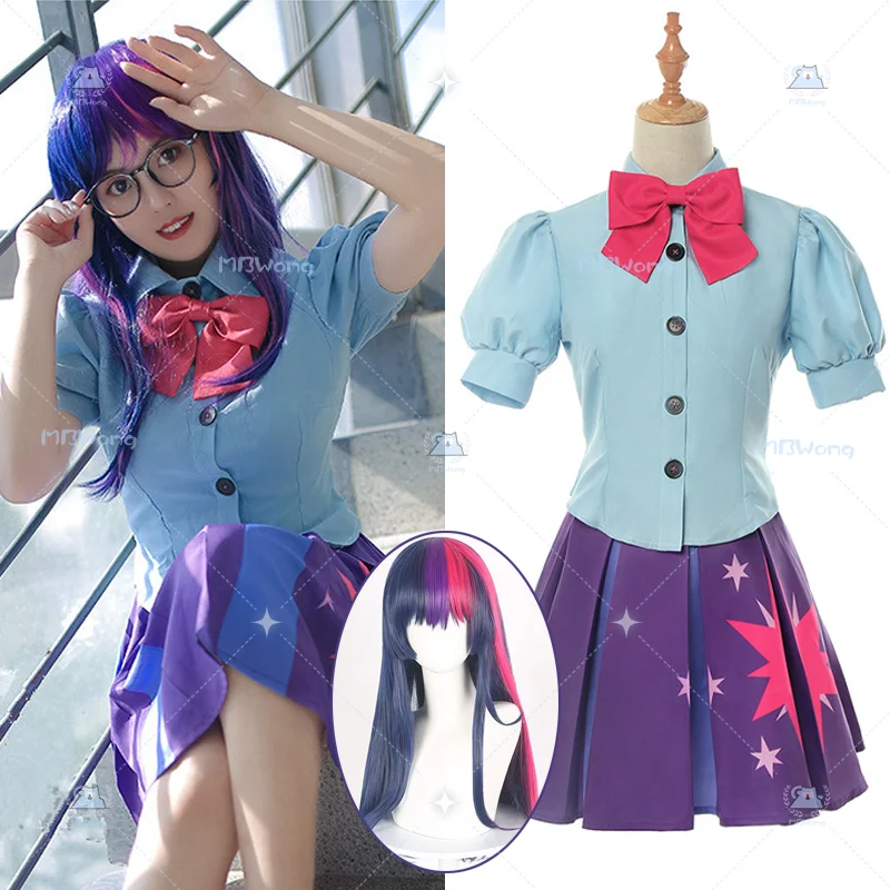 

Cartoon Twilight Sparkle Cosplay Costume Human Princess Twilight Sparkle Role Play Outfit For Hallowmas Party Adult Women Props