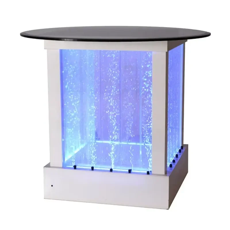 White Acrylic Blister Table with Variable Light Emitting Diodes Household Partition Furniture