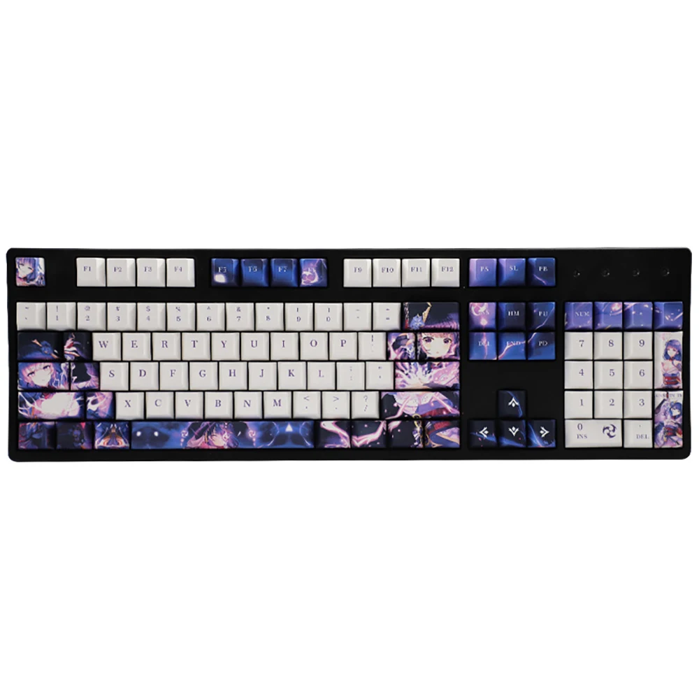 1 Set PBT Sublimation Keycaps Two Dimensional Cartoon Anime Gaming Key Caps OEM Profile Backlit Keycap For Genshin Impact Hu Tao