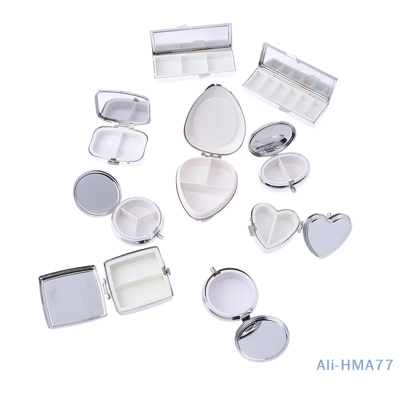 

1pc Metal Pill Boxes Medicine Organizer Container Medicine Case Pill Candy Box Round Rectangular Tablet Pill Box Container