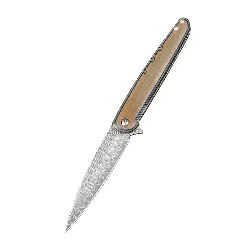 

G10 Handle Damascus Steel Folding Knife High Hardness Portable Outdoor Camping Practical Fruit Knife EDC Tools