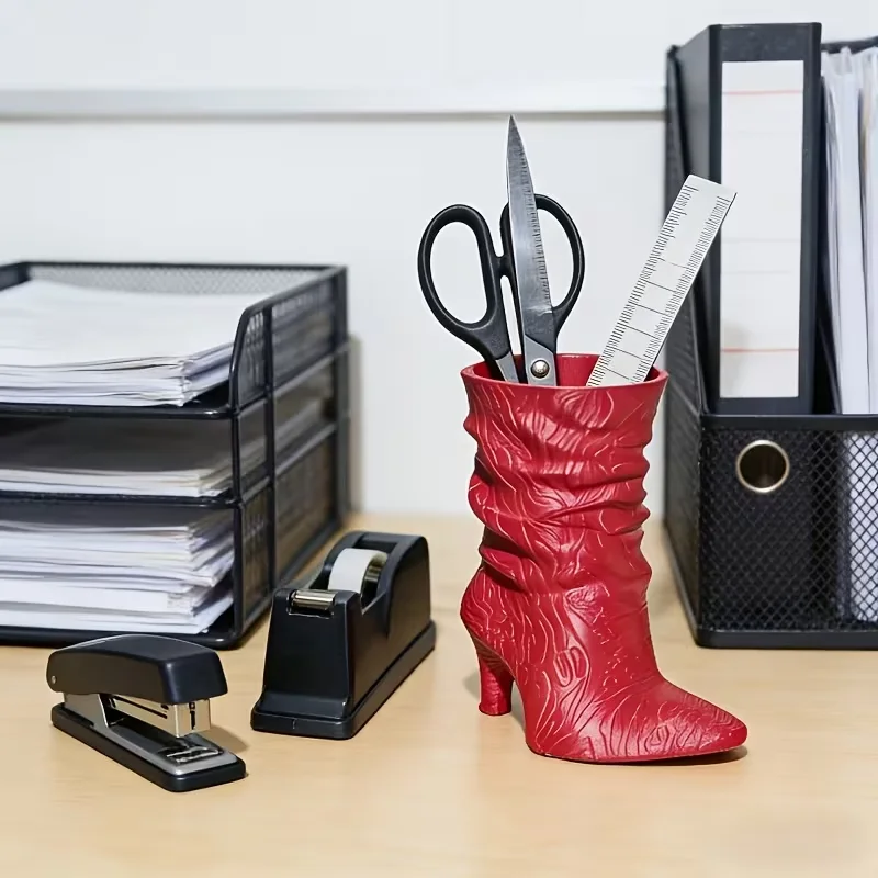 High-heeled Shoe Styling Pen Holder, Office Makeup Brush Storage Decorative Ornament,  Desktop Storage Pen Holder