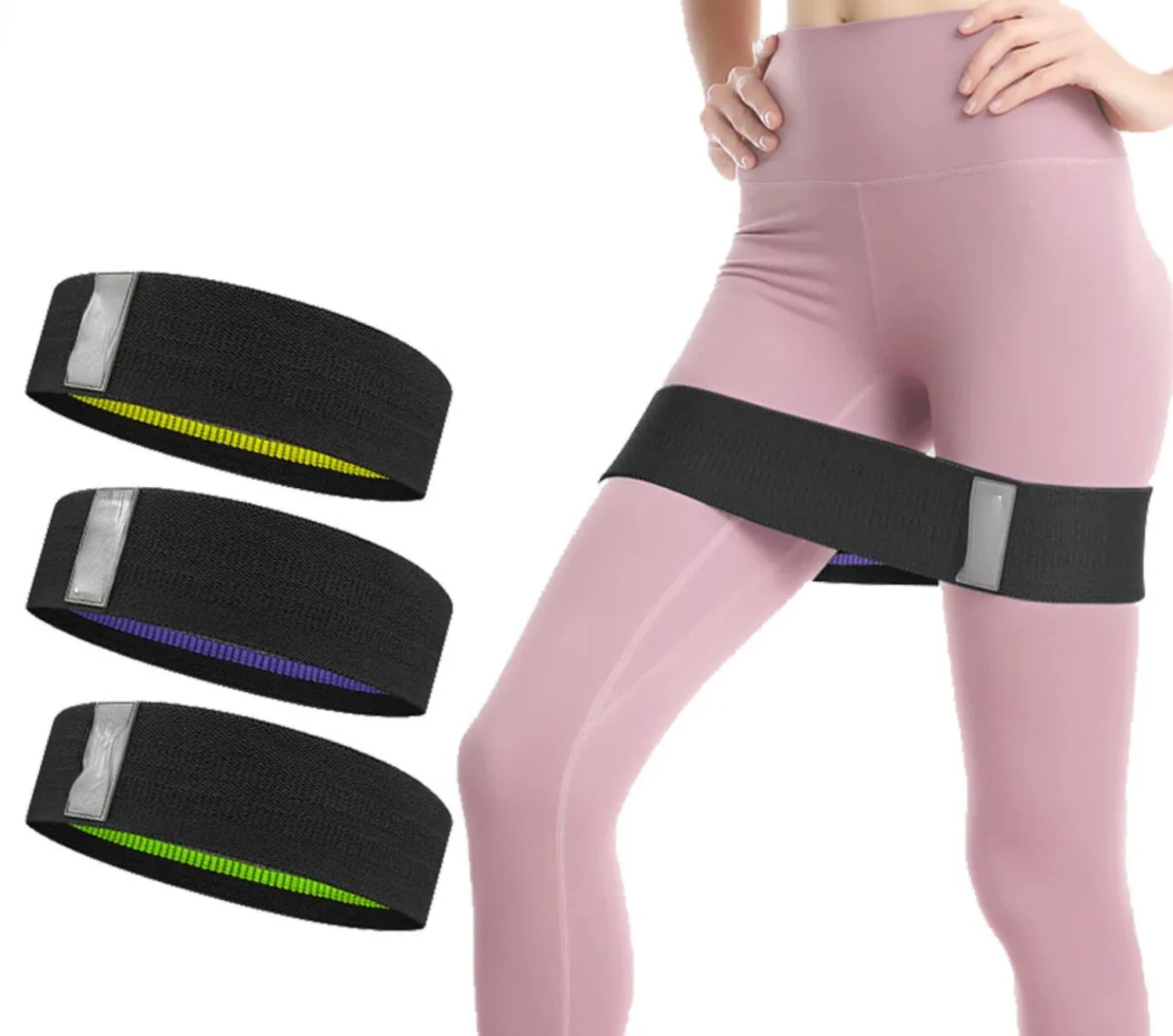 Fitness Resistance Bands Exercise Workout Set Fabric Loop Yoga Booty Bands 3-Piece  Leg Thigh Butt Squat Glute