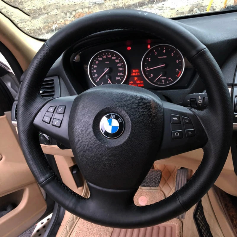 Car Steering Wheel Cover Braid Artificial Leather For BMW E70 X5 2007-2011 Steering- Wheel Cover Wrap Car Accessories