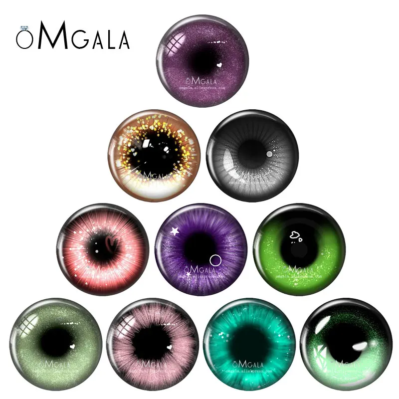 5pairs glass eyes cabochons Round 12mm/18mm/20mm/25mm Dome Dragon Eye Dragon Cat Eye Toys DIY Jewelry Accessory MIX Pupil Eye