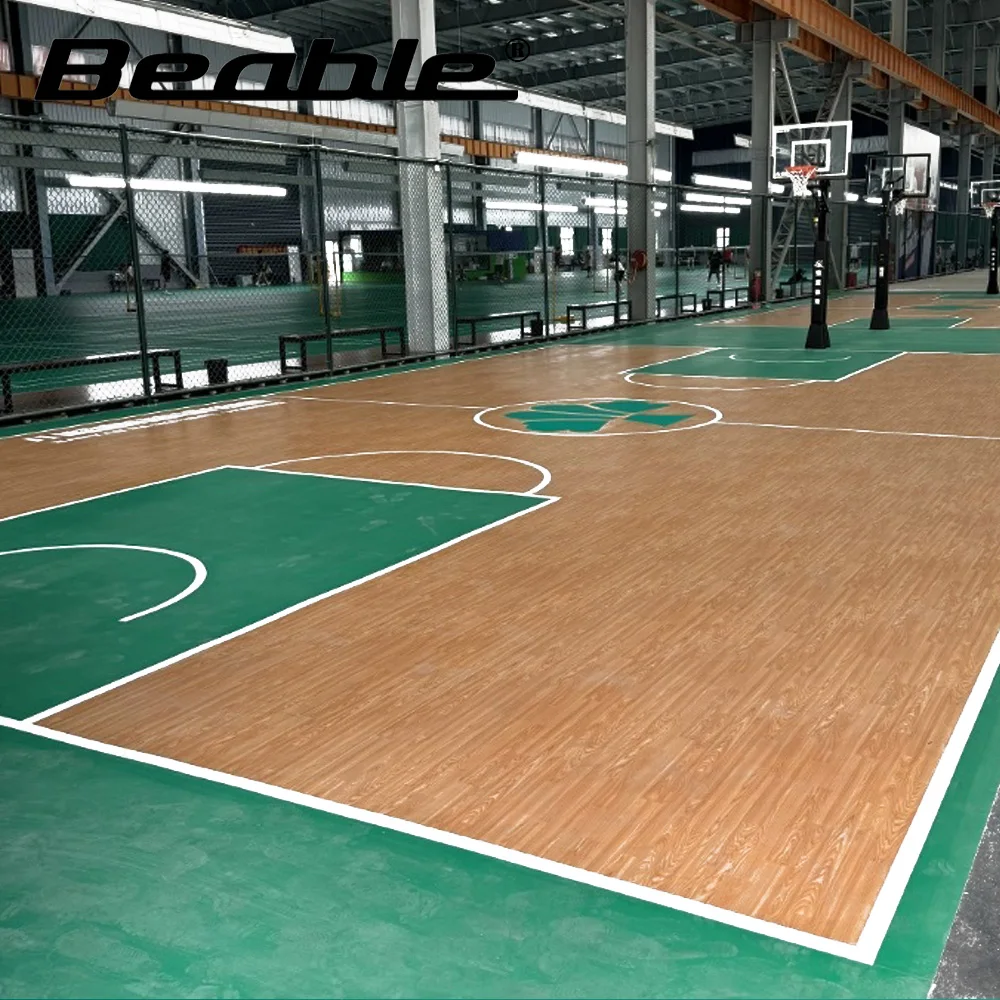غطاء أرضيات بلاستيكية قابلة للطي من مادة PVC الرياضية لكرة السلة من الفينيل