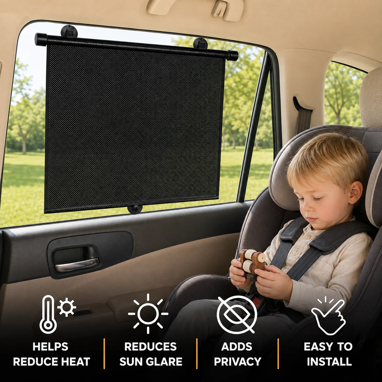 Car Side Window Sunshade, Children's Retractable Sunshade for UV Protection and Sun Protection, Car Blinds (1pcs)