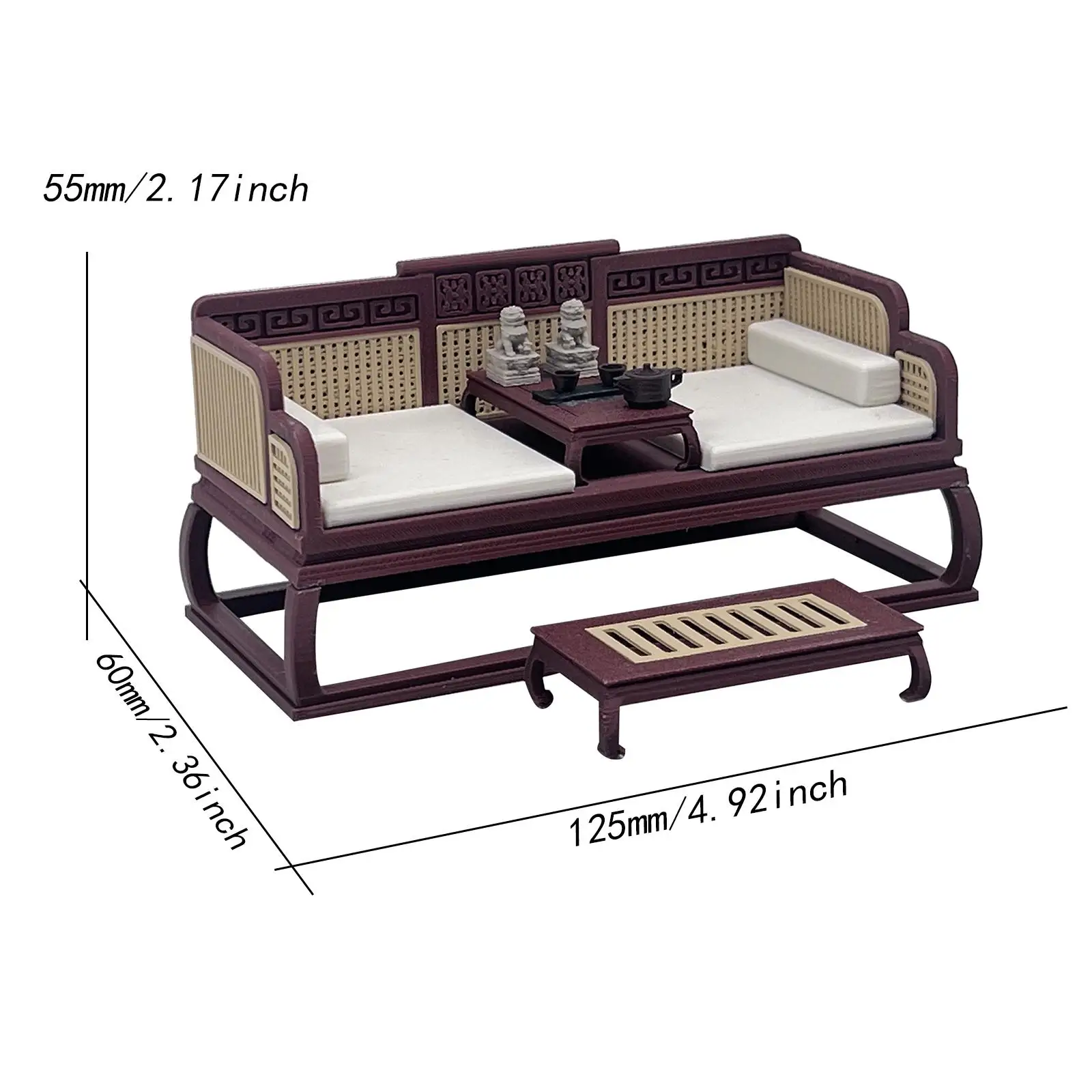 Modelo de cama Luohan chino en miniatura, manualidades de simulación a escala 1:12, escena de vida pequeña DIY, accesorios para casa de muñecas, juguete para juego de imitación para niños