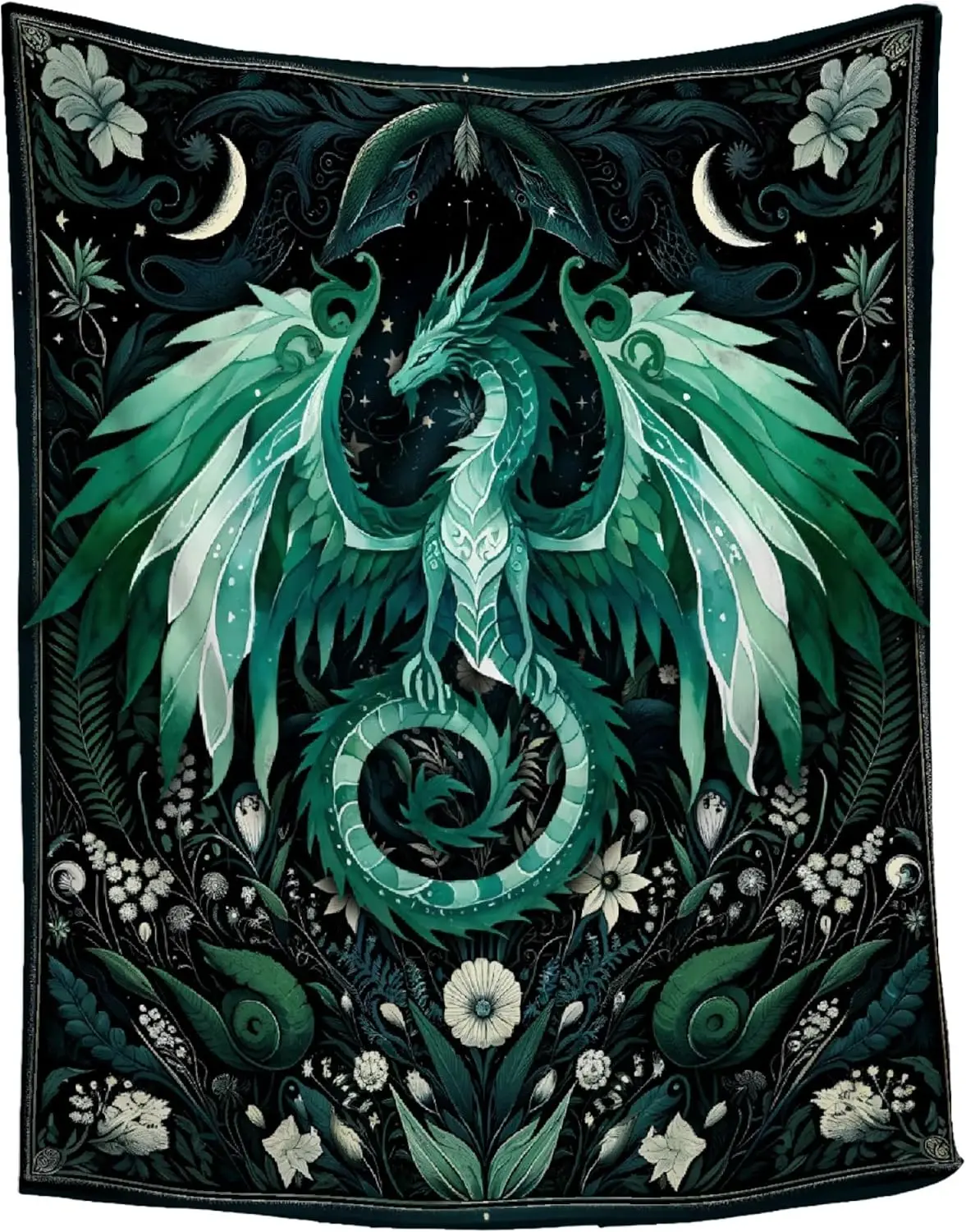 Dragon Blanket Gift for Woman Man Girls Boys Greens Dragon Gift for Dragon Lovers Soft Flannel Blanket for Living Room Couch
