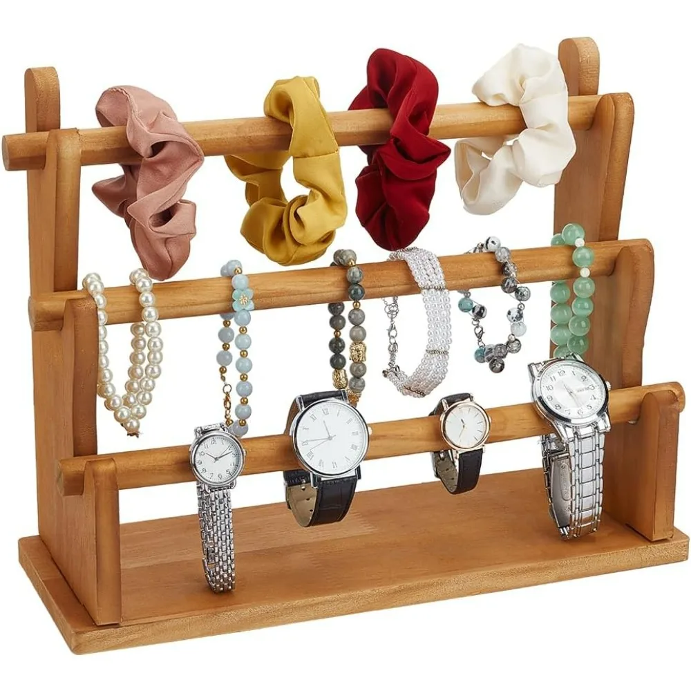 

3-х уровневый деревянный держатель для браслета, подставка для браслета из перуанского дерева, браслет, ожерелье, ювелирный аксессуар, подставка для браслета, подставка для браслета