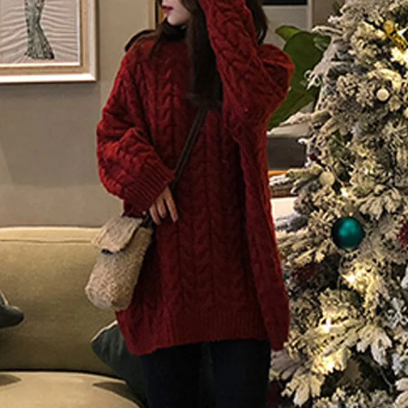 

Knitted Sweater Women Pullovers New Long Sleeve O-Neck Casual Knit Sweater Pullover Women Tops Sweaters Sueters De Mujer Q1434