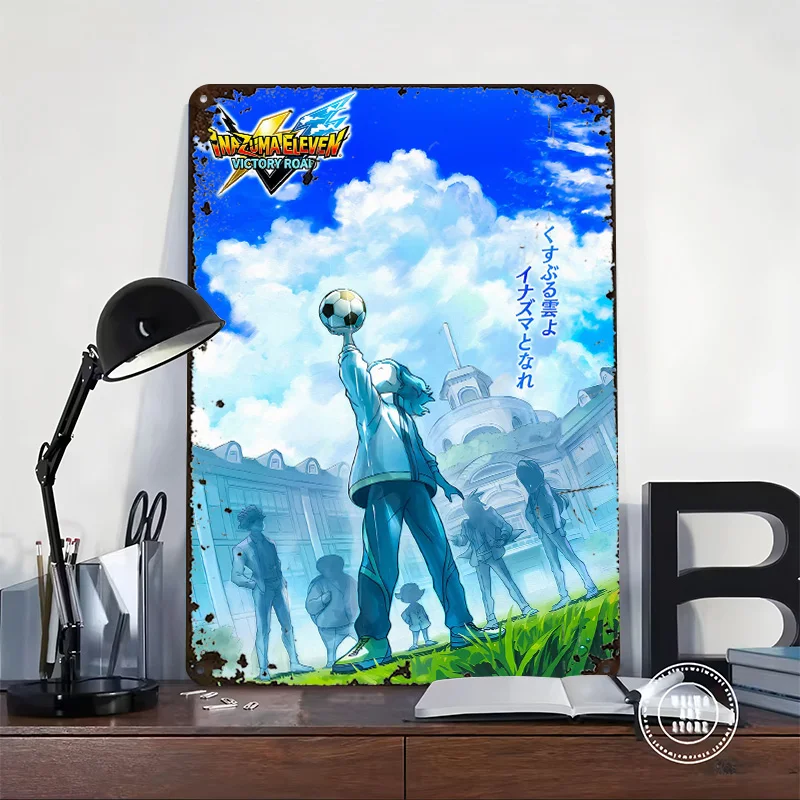 Inazuma Eleven Victory Road Anime Art 3D Texture Metal Poster Customized Wall Art Tin Sign Gift for Mancave Room Decoration Man
