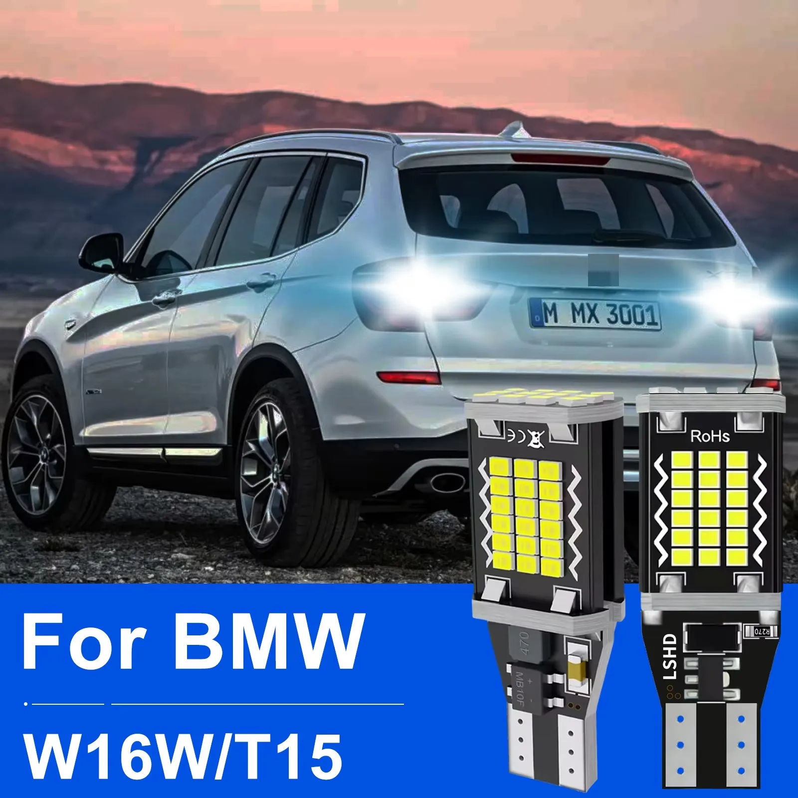 2pcs W16W T15 921 LED Canbus Reverse Light Blub Back Up Lamp For BMW F25 X3 E89 Z4 E92 F06 F07 F10 F12 F13 E81 1 3 5 6 7 Series