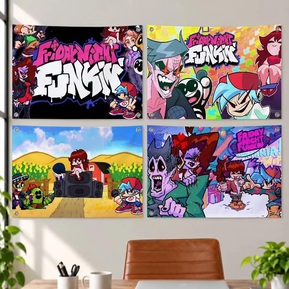 Video Game Friday Night Funkin' Aesthetic Wall Tapestry Flag Printed Wall Hanging Living Room Party Outdoor Decor