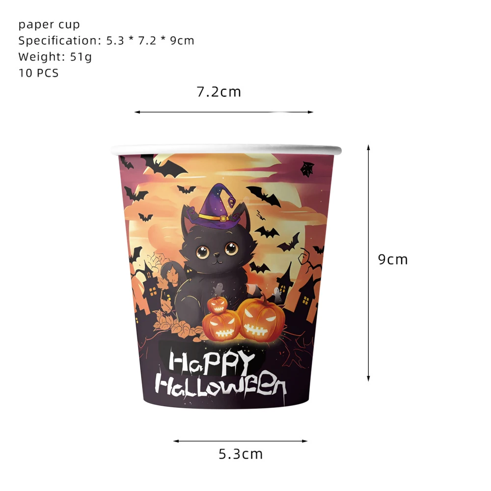 

Halloween Cat Themed Birthday Party Supplies Paper Plate Tablecloth Napkin Party Show