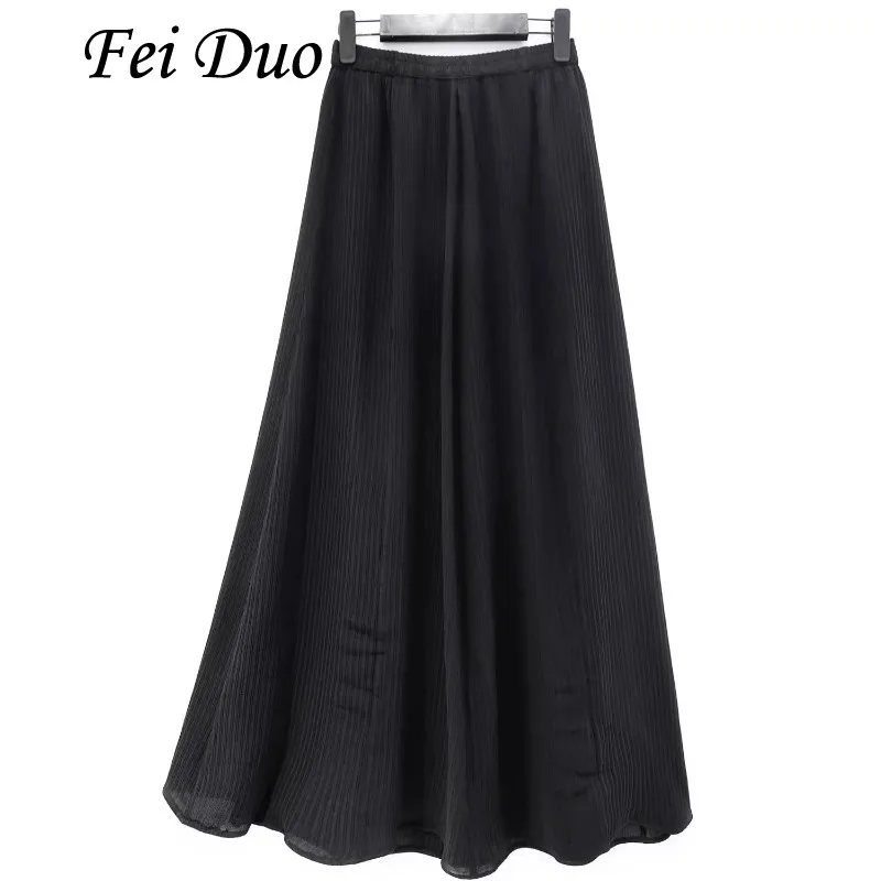 

Hanging Sensation Black Heavyweight 100% Natural Mulberry Silk High Waist Large Swing Women's Fashionable Casual Skirt