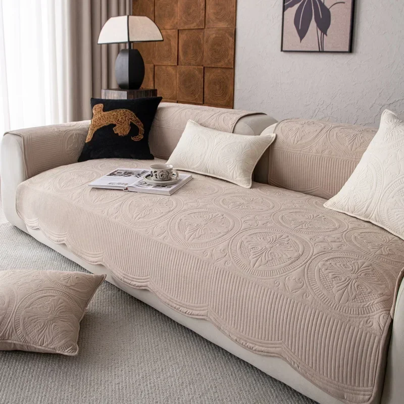 

1pc Thicken Cotton Sofa Slipcover Non-slip Sofa Towel Quilted Embroidery Couch Cushion Pad for Living Room Modern Home Decor